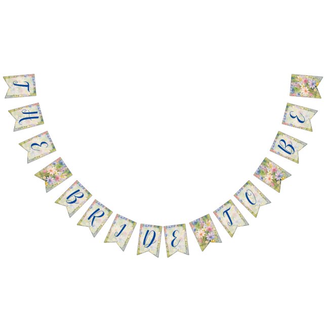 Bride To Be Watercolor Wildflowers Bunting Flags (All)