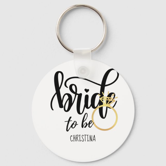 Bride to Be Wedding Bachelorette Bridal Shower Key Ring (Front)