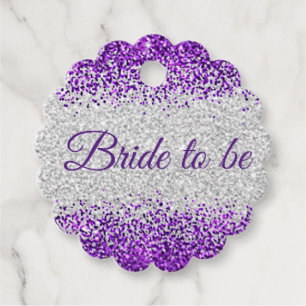 Bride to be - White Silver / Purple Sparkle   Favour Tags