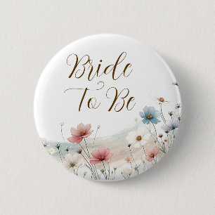 Bride To Be Wildflower Bridal Shower 6 Cm Round Badge