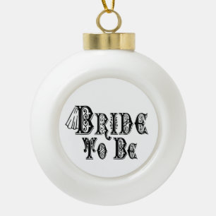 Bride To Be With Veil, Fancy Black Type Ceramic Ball Christmas Ornament