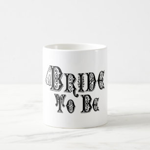 Bride To Be With Veil, Fancy Black Type Coffee Mug