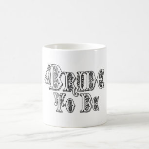 Bride To Be With Veil, Fancy White - Black Outline Coffee Mug