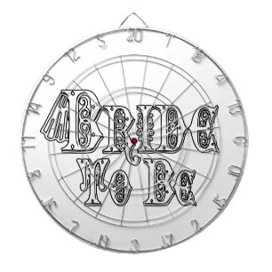 Bride To Be With Veil, Fancy White - Black Outline Dartboard