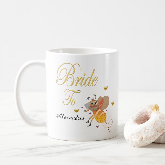Bride To Bee Bridal Personalise Coffee Mug (With Donut)