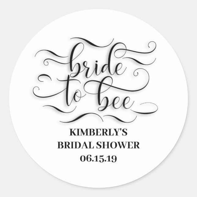 Bride To Bee Bridal Shower Classic Round Sticker (Front)
