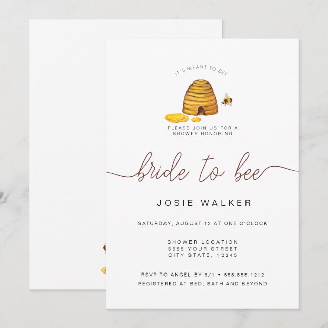 Bride To Bee, Bridal Shower Invitation (Front/Back)