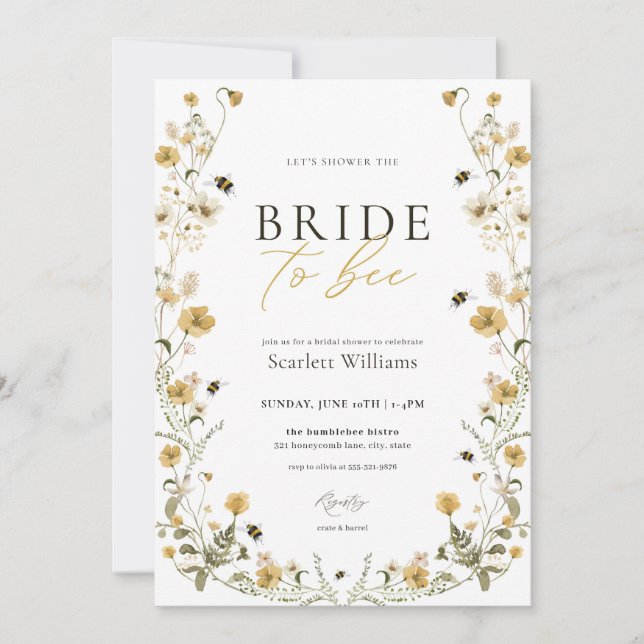 Bride to Bee Bridal Shower Invitation (Front)