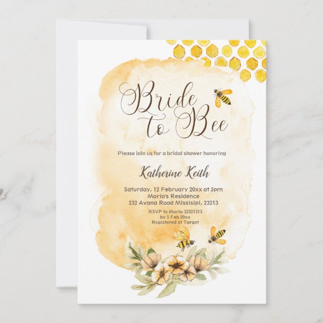Bride to Bee Bridal Shower Invitation (Front)