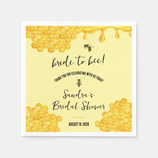 Bride to Bee! Bridal Shower Napkin (Front)