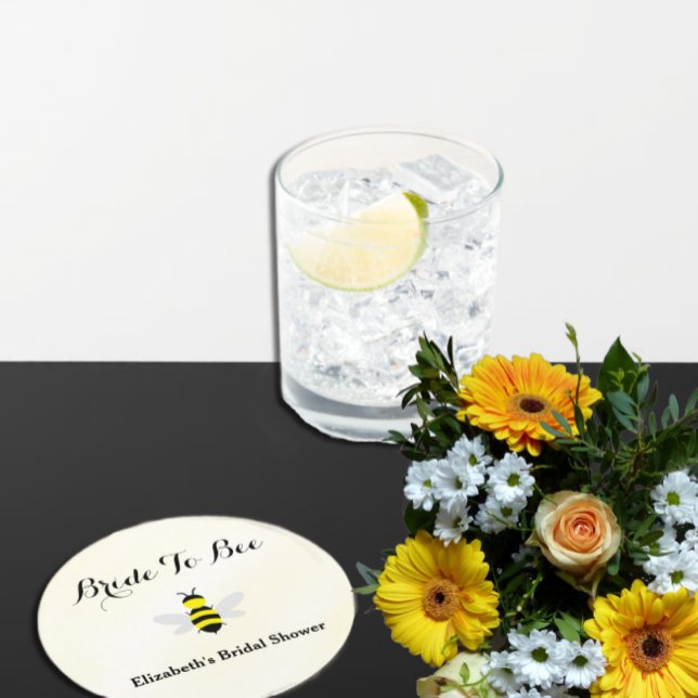 Bride To Bee Bridal Shower Round Paper Coaster (Creator Uploaded)