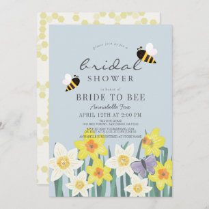 Bride to Bee Daffodil Blue Bridal Shower Invitatio Invitation