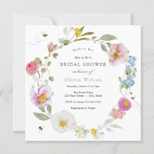 Bride to Bee Elegant Wildflower Bridal Shower Invitation