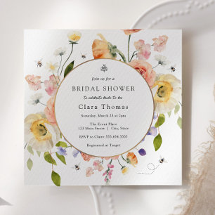 Bride to BEE Floral Bridal Shower Invitation