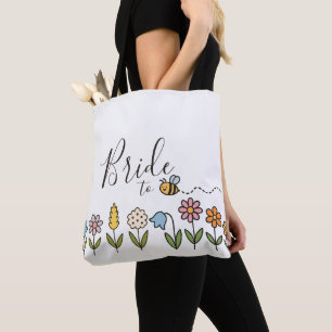 Bride to Bee Flowers Personalized Gift Tote Bag