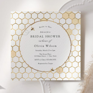 Bride to Bee Gold Bridal Shower Invitation