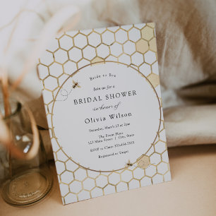 Bride to Bee Gold Bridal Shower Invitation