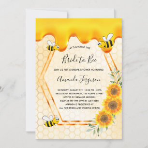 Bride to Bee gold sweet honey drips bridal shower Invitation
