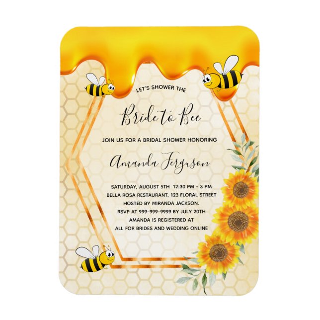 Bride to Bee gold sweet honey drips bridal shower Magnet (Vertical)