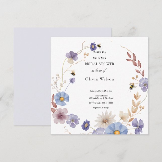  bride to bee greenery elegant bridal shower invitation (Front/Back)