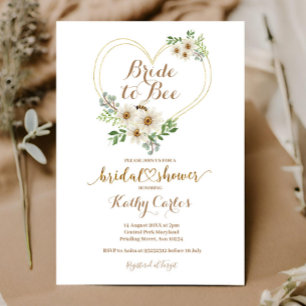 Bride to Bee Heart Geometric Daisy Bridal Shower  Invitation