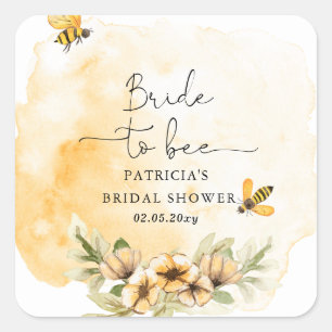 Bride To Bee Honeybee Floral Bridal Shower Square Sticker