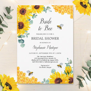 Bride To Bee Honeycomb Sunflower Bridal Shower Invitation