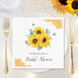 Bride To Bee Honeycomb Sunflower Bridal Shower  Napkin