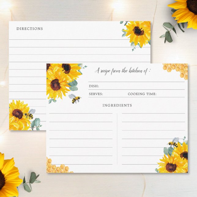 Bride To Bee Honeycomb Sunflower Recipe Cards (Creator Uploaded)