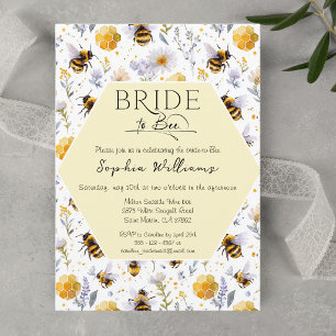Bride to Bee Lavander Floral Bees Bridal Shower Invitation