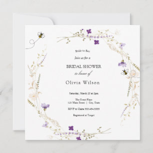 Bride to Bee Lavender Wildflower Bridal Shower  Invitation