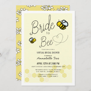Bride to Bee Light Yellow VIrtual Bridal Shower Invitation