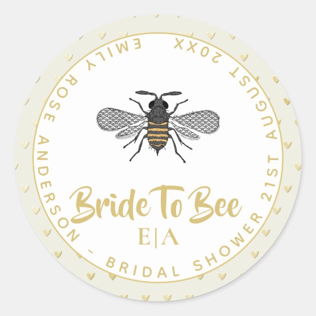 Bride To BEE - Monogram Bridal Shower Thank You Classic Round Sticker (Front)