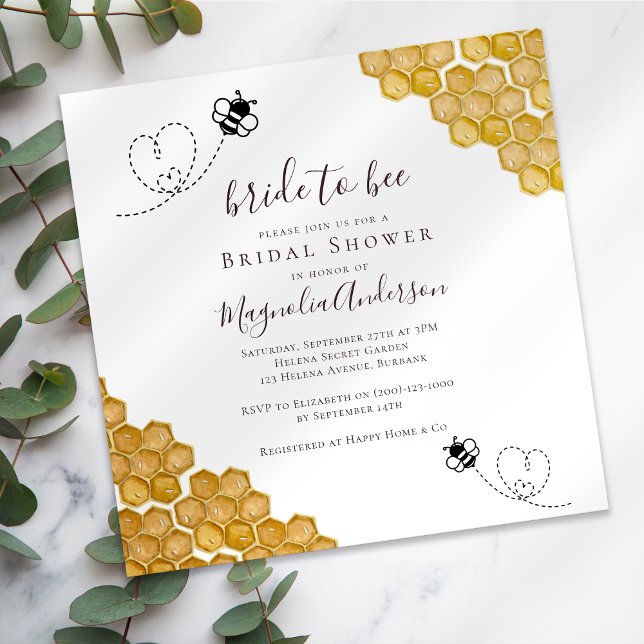 Bride to Bee Script Bridal Shower Invitation (Creator Uploaded)
