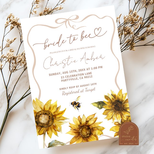 Bride to bee Sunflower and Bee Bridal Shower Invit Invitation (Creator Uploaded)
