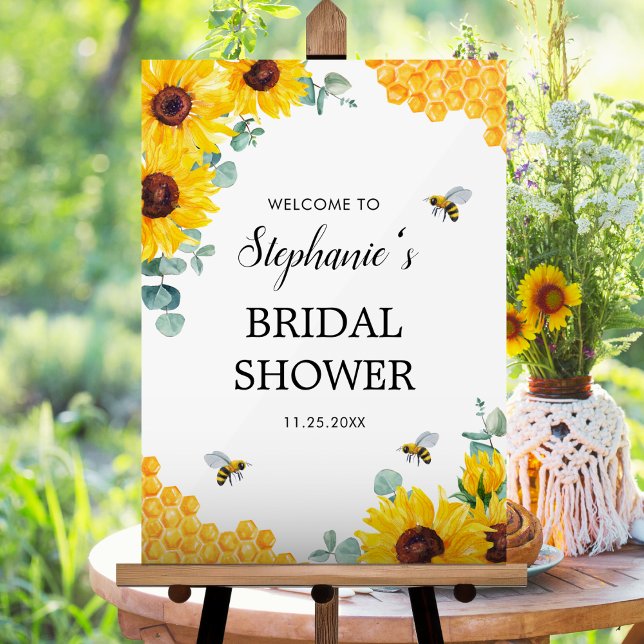 Bride To Bee Sunflowers Honeycombs Bridal Shower Acrylic Sign (Creator Uploaded)