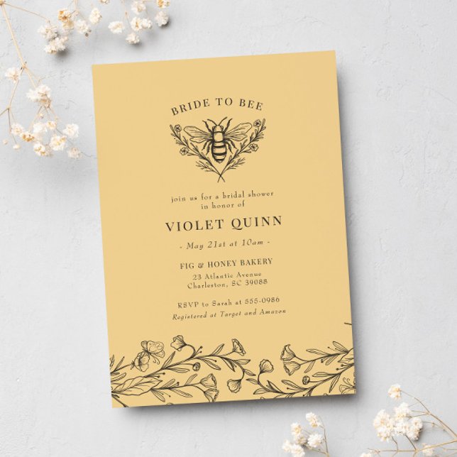 Bride to Bee Vintage Wildflower Bridal Shower Invitation (Creator Uploaded)