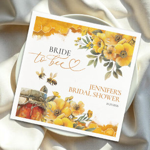 Bride To Bee   Watercolor Floral Bridal Shower Napkin
