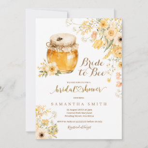 Bride to Bee Watercolor Honey Jar Bridal Shower Invitation
