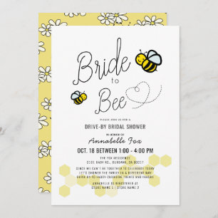 Bride to Bee White Drive-by Bridal Shower Invitation
