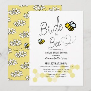 Bride to Bee White VIrtual Bridal Shower Invitation