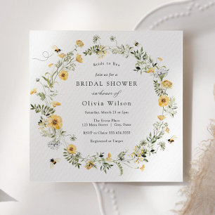 Bride to Bee Wildflower Bridal Shower Invitation