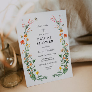 Bride to Bee Wildflower Garden Bridal Shower  Invitation