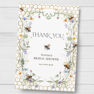 Bride to Bee Wildflower Honeycomb Bridal Shower Thank You Card