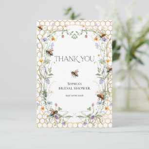 Bride to Bee Wildflower Honeycomb Bridal Shower Thank You Card