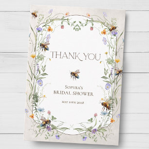 Bride to Bee Wildflower Wreath Bridal Shower Thank You Card