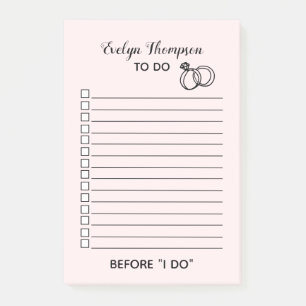 Bride To Do List Wedding Post-it Notes