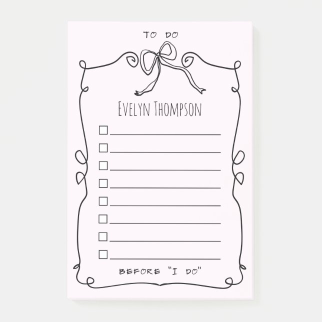 Bride To Do List Wedding Post-it Notes (Front)