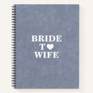Bride To Wife Elegant Blue Leather Heart Custom Notebook