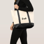 Bride Tote<br><div class="desc">Tote bag is shown in black with special Bride text. 
Tote Colour: Natural/Black</div>